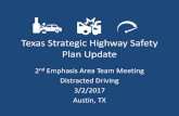Texas Strategic Highway Safety Plan Update · Texas Strategic Highway Safety Plan Update 2 nd Emphasis Area Team Meeting Distracted Driving. 3/2/2017. Austin, TX