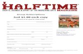 Just $1.00 each copy - Halftime Magazine€¦ · Halftime Magazine is published 6 times a year. Cover price is $4.95. To qualify for group subscriptions, the organization, school
