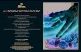 ALL INCLUSIVE WEDDING PACKAGE - Hilton...• Glass of Bucks fizz on arrival • Three course wedding breakfast • Freshly brewed tea & coffee served with dessert • White linen table