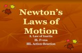 Laws of Motion Newton’s - worc-alc.org · Newton’s Laws of Motion 1st Law – An object at rest will stay at rest, and an object in motion will stay in motion at constant velocity,