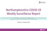 Northamptonshire COVID-19 Weekly Surveillance Report · Northamptonshire COVID-19 Weekly Surveillance Report Data up to 9 August 2020 Due to increasing cases of COVID-19 Northampton,