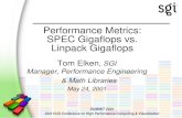 Linpack GigaflopsSPEC Gigaflops vs.Performance Metrics · SPEC CPU2000 Rates SPEC CPU2000: CPU intensive benchmarks developed from real user applications. Performance depends on processor,