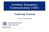 Auxiliary Emergency Communications (AEC)...Training Course Unit 8: Resources OEC/ICTAP Office of Emergency Communications / Interoperable Communications Technical Assistance Program