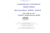 LIMERICK COUNCIL MEETINGtownship.limerick.on.ca/publicnotices/2019-11-18-Council Packet.pdf · LIMERICK COUNCIL MEETING November 18th, 2019 12:30 p.m. 7645 Highway 620 . Packages