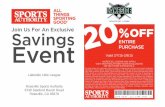 ENTIRE Event PURCHASE · 2014. 12. 29. · gift cards, licenses, event tickets, store services, leases, rentals or items intended for resale. Offer good on in-stock merchandise only.