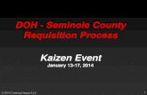 DOH - Seminole County Requisition Process Kaizen Event · Udgit, Sara, Parnav Form is clear, clean, complete Preferred vendor list X# Supervisors Provide instructions & list Id missing