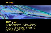 Modern Slavery Statement 2016/17 - bt.com · At a glance – what we’ve done this year: ... 03 BT plc Modern Slavery Act Statement 2016/17 BT is a global communications services