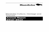 Annual Report 2012 –2013 · Les Manitobains et Manitobaines profitent de plus de 60 festivals communautaires et artistiques, ont accès à près de 700000 heures dateliers et de