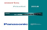 Panasonic Pricelist 2018 - exertis.nl · Panasonic Space Player Projector PT-JX200GWE - 1DLP Laser projector 1280x800 Recommended resolution - XGA - Throw ratio 1.5 - 3.3:1 - 1000