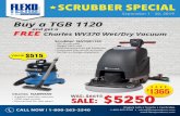 SCRUBBER SPECIAL€¦ · Buy a TGB 1120 and get a FREE Charles WV370 Wet/Dry Vacuum VALUE$515 $1365 SAVE SALE: $5250 WAS: $6615 SCRUBBER SPECIAL Charles NA899559 Scrubber NATGB1120