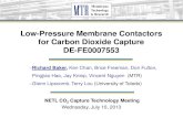 Low-Pressure Membrane Contactors for Carbon …...Membrane Module and Test System Module Pressure Drop within Target Range 15 0 0.5 1 1.5 2 2.5 3 3.5 4 0 20 40 60 80 100 Pressure drop