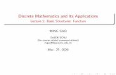 Discrete Mathematics and Its Applicationsdase.ecnu.edu.cn/mgao/teaching/DM_2020_Spring/slides/2_sets23.pdf · Let A and B be nonempty sets. A function f from A to B is an assignment