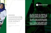The Amani Leadership and Management for development … · 2019. 1. 11. · AMANI LEADERSHIP MANAGEMENT FOR IMPACT PROGRAM The Amani Leadership and Management for Impact Program is