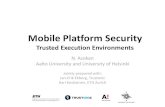 Trusted Execution Environments · On-board Credentials First part Second part NIST. MOBILE HARDWARE SECURITY What constitutes a TEE? 10 1. Platform integrity 2. Secure storage 3.