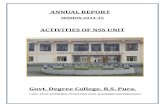 ANNUAL REPORT Report of NSS... · ANNUAL REPORT SESSION 2014-15 ACTIVITIES OF NSS UNIT Govt. Degree College, R.S. Pura. L.Line: 01923-252958;Mob. 9419211446: email: principalgdcrspura@gmail.com
