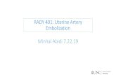 RADY 401: Uterine Artery Embolization Minhal Abidi 7.22msrads.web.unc.edu/files/2019/08/UAE-Minhal-Abidi.pdf · • Ruiz-Salmerón, Rafael J., Ramón Mora, Manuel Vélez-Gimón, José
