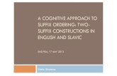 A COGNITIVE APPROACH TO SUFFIX ORDERING: TWO- SUFFIX … · 2020. 7. 17. · Class I prefixes: re+, con+, de+, sub+, pre+, in+, ... From Spencer (1991: 79) Level ordering or stratal