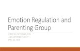 Emotion Regulation and Parenting Group · Emotion Regulation and Parenting Group CHRISTINA PATTERSON, PHD LEND CAPSTONE PROJECT ... Session 4 –Vulnerability Factors Session 5 –Understanding