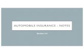AUTOMOBILE INSURANCE - NOTES · 2018. 3. 20. · AUTO INSURANCE VOCAB WORDS • Liable: • Negligent: • Premium: • Claim: Negligent: at fault Premium: a fee the driver pays;