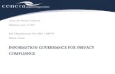 INFORMATION GOVERNANCE FOR PRIVACY COMPLIANCEcenera.ca/wp-content/uploads/2015/05/Access-and-Privacy-Conferen… · Click to edit Master title style Click to edit Master subtitle
