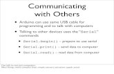 Communicating with Otherscs5789/2009/slides/serial-io.pdf · Communicating with Others • Arduino can use same USB cable for programming and to talk with computers • Talking to