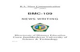 BMC 109 1 · News Values 14 3. News - Structure and Content 31 4. News Writing 50 5. Types of News Stories 72 6. News Features & News Analysis 86 7. Interviews for News 101 8. News