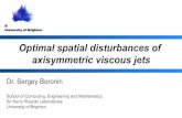 Optimal spatial disturbances of axisymmetric viscous jets · Coefficients in governing equations depend on y only => Consider solutions in the form of travelling waves (equivalent