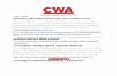 Welcome to the inaugural issue of the CWA Customer Service … · CUSTOMER SERVICE ACTION NETWORK Dear Brenda, Welcome to the inaugural issue of the CWA Customer Service Newsletter.