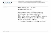 GAO-20-423, BUREAU OF PRISONS: Improved Planning Would … · 2020. 6. 2. · Manage Its Portfolio of Drug Education and Treatment Programs . What GAO Found . The Bureau of Prisons