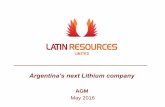 AGM - CommSec...Catamarca – Lithium concessions Location of the Vilisman and Ancasti Lithium Pegmatite Groups, with old mines marked (Solid red areas). Latin’s claims are the orange