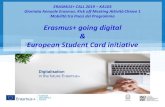 Erasmus+ going digital European Student Card initiative€¦ · ERASMUS+ CALL 2019 –KA103 Giornata Annuale Erasmus: Kick off Meeting Attività Chiave 1 Mobilità tra Paesi del Programma
