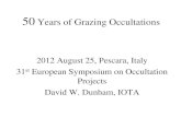 50 Years of Grazing Occultations - ICRANet · 2012. 8. 28. · IOTA . meeting . presentation . Dave Gault declared, the illegitimate delta Cancri graze now legitimate! The 1964 publication