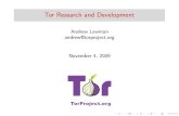 Andrew Lewman andrew@torproject.org November 4, 2009 · 11/4/2009  · Nymble, Tor Control, Tor Wall. What is Tor? online anonymity software and network open source, freely available
