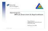 Seminar 2: MPLS Overview & Applications · MPLS Overview & Applications Tony Bogovic tjb@research.telcordia.com (973) 829-4348 February 25, 2002 LTS ... yExtend routing capabilities