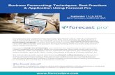 Business Forecasting: Techniques, Best Practices ... · This session explores various approaches for forecasting new products. Topics include the pros and cons of different methods