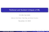 Technical and Societal Critiques of MLcs229.stanford.edu/materials/critiques-ml-aut19.pdf · Technical and Societal Critiques of ML CS 229, Fall 2019 slides by Chris Chute, Taide