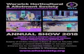 Warwick Horticultural & Allotment Society · 2019. 12. 7. · Warwick Horticultural & Allotment Society Affiliated to the Royal Horticultural Society ANNUAL SHOW 2018 SUNDAY 26TH