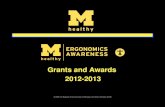 Grants and Awards 2012-2013 · Nominations FY 2013: 107 ! Typical Achievements: " Supervisors and administrators support of faculty and staff needs for ergonomic improvements, and