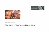 SKMBT C28415111917340 · The Saint Rita Bread Ministry . Ministry Overview By the Numbers . 80 volunteers make 1,200 deliveries in our community each year Volunteers Delivery days