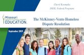 The McKinney-Vento Homeless Dispute Resolution · 2019. 11. 15. · McKinney-Vento Law • If a dispute arises over eligibility, school selection, or enrollment, the LEA must immediately