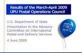 Results of the March-April 2009 UPU Postal Operations Council · Customs Group noted progress made to date in implementing electronic data interchange (EDI) between posts and customs,