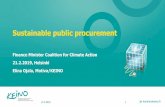 Sustainable public procurement · 2019. 2. 27. · Sustainable and innovative public procurement in Finland o The value of the Finnish public sector’s procurements is approximately