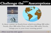 Challenge the Assumptions · Challenge the Assumptions Is there a point on Earth from which travelling 200 miles South, then 200 miles East, and then 200 miles North, brings you to