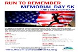 RUN TO REMEMBER MEMORIAL DAY 5K · MEMORIAL DAY 5K RUN TO REMEMBER This Memorial Day weekend at the Run to Remember Memorial Day 5K, runners and walkers can honor Wicomico County