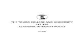 THE TOURO COLLEGE AND UNIVERSITY SYSTEM ACADEMIC …cehs.tu.edu/gsoe/studentresources/Academic integrity... · 2018. 5. 4. · 1. To examine the current academic culture with regard