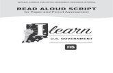 READ ALOUD SCRIPT - Indiana's ILearn Portal · 2019. 4. 8. · 2 READ ALOUD SCRIPTS FOR ILEARN ASSESSMENTS: High School Purpose of the Read Aloud Scripts The purpose of the read aloud