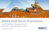 IMDEX 1H18 Results Presentation€¦ · Corporate holders: 0.01%. Private shareholders: 6.47%. Brokers & banks: 13.10%. 17. Global Leader Exploration & Mining . Substantial competitive