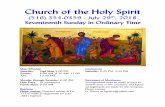 Church of the Holy Spirit · ers of Holy Spirit is legendary. Each year our mission visitors are amazed at how generous we are. Let us come together once again the weekend of July