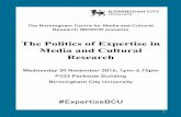 The Politics of Expertise in Media and Cultural Research · Games Tim Squirrell,, University of Edinburgh - Expertise as attribution Sharon Coen et al, University of Salford – Brexperts