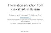 Information extraction from clinical texts in Russian · biomedical research Several well-known tasks: - NER: genes, proteins, diseases, drugs - Mining disease-gene associations -